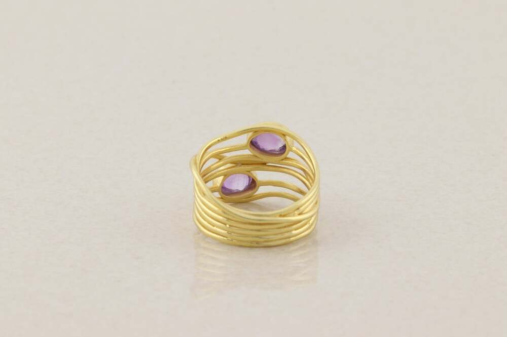 18k Gold Over Sterling Silver Natural Amethyst Ring Size 9 1/4 - Picture 7 of 7